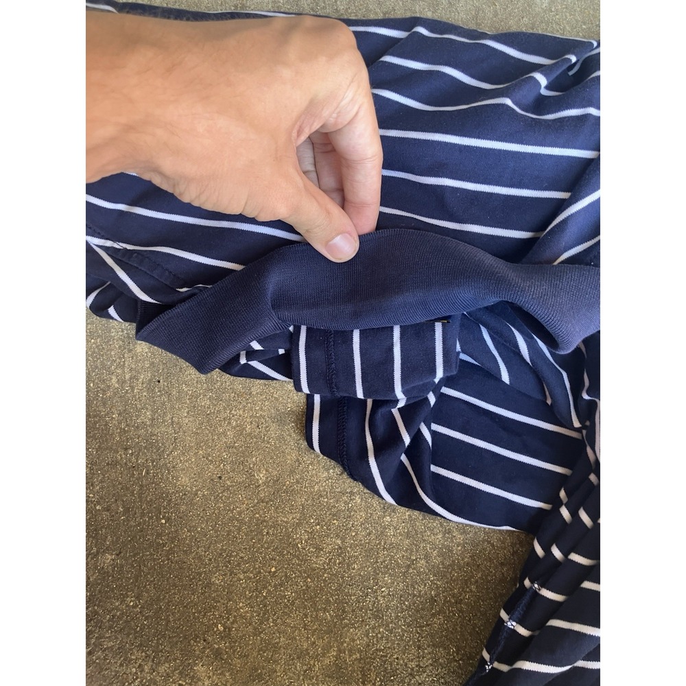 Polo Ralph Lauren Men's L Classic Slim Fit Stretch Mesh Polo Navy Striped Pony - Picture 10 of 13